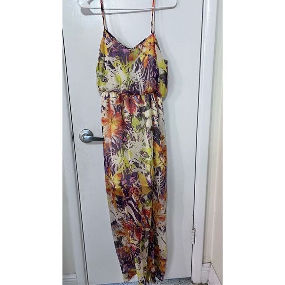 JESSICA SIMPSON WOMENS SLEEVELESS YELLOW FLORAL MAXI DRESS SIZE M - Picture 3 of 9